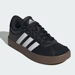 Adidas VL COURT 3.0 SHOES KIDS Black and White Sneakers Brown Sole Size 2